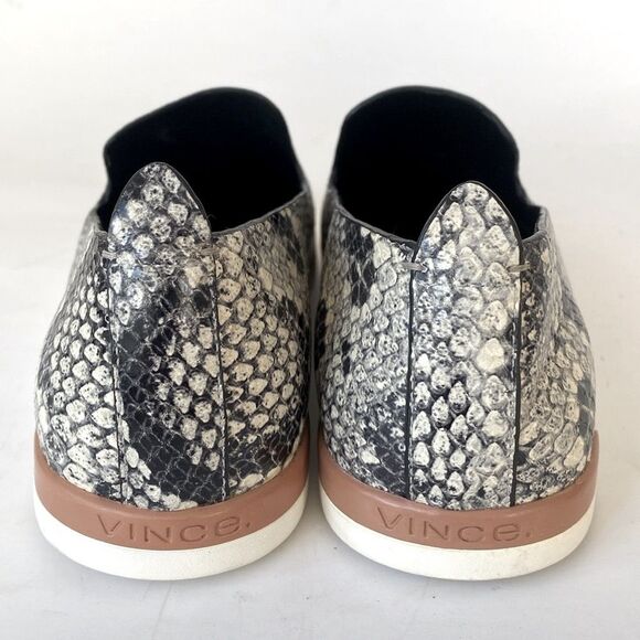 Vince Black Snakeskin Embossed Leather Slip-On Sneakers Sz 7.5 Luxury Minimalist - Picture 4 of 9